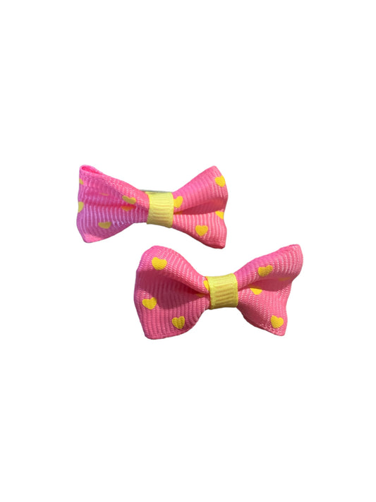 Yellow Hearts Hair Bows