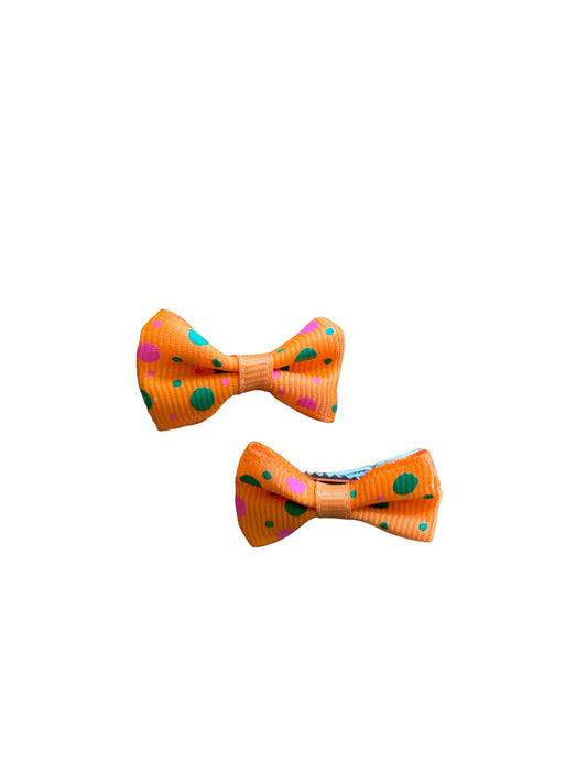 Orange Polka Dots Hair Bows