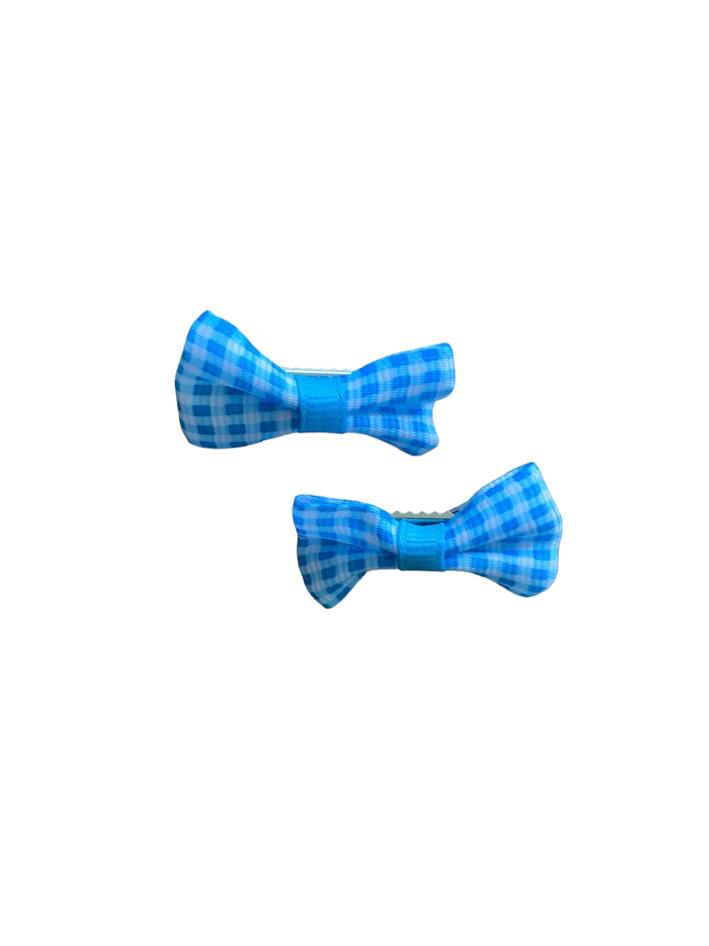 Blue Gingham Hair Bows