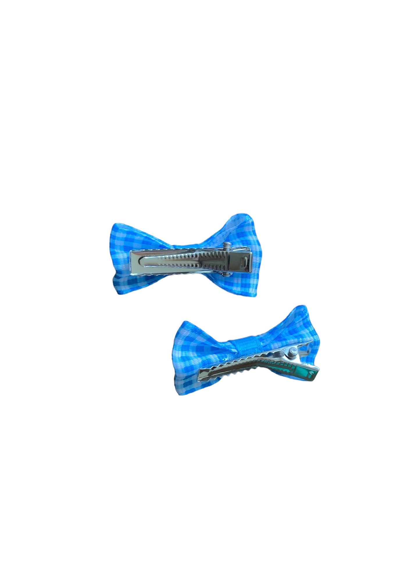 Blue Gingham Hair Bows