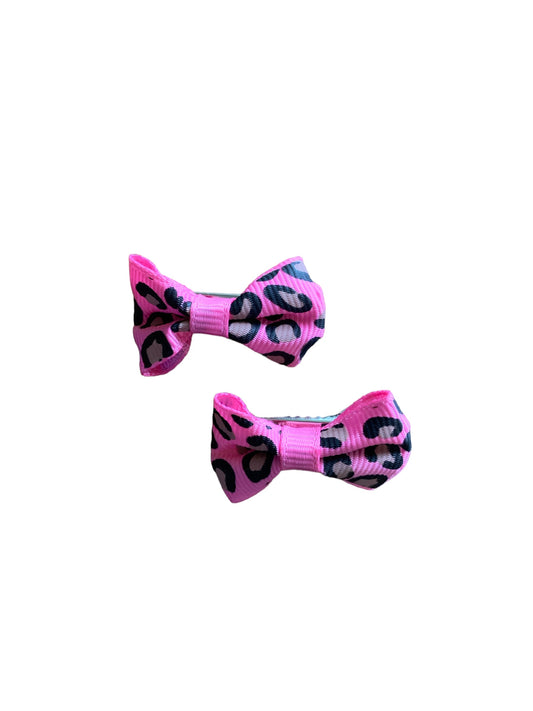 Pink Cheetah Hair Bows